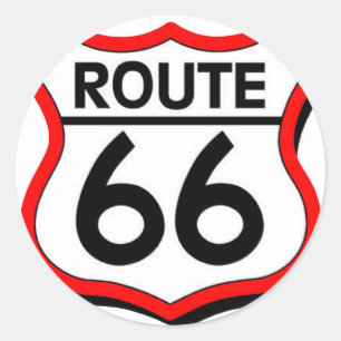 Route 66 Shield with red & Shadow Classic Round Sticker