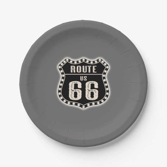 Route 66 Sign Americana Paper Plate (Front)