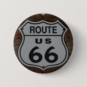 Route 66 sign rustic retro 6 cm round badge