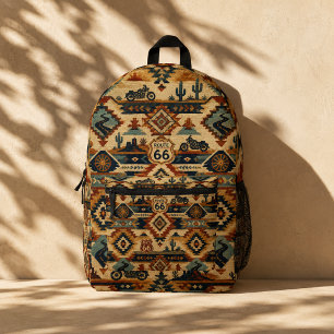 route 66 Southwest Motorcycle Adventure Pattern Printed Backpack