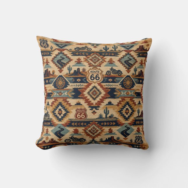 route 66 Southwest Motorcycle Desert Pattern Cushion (Front)