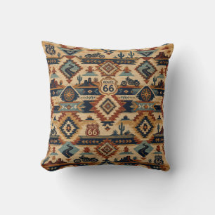 Route 66 Southwest Motorcycle Tapestry Cushion