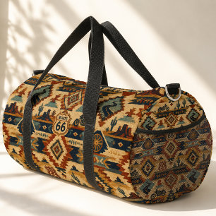 Route 66 Southwest Motorcycle Tapestry Duffle Bag