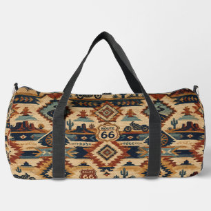route 66 Southwest Motorcycle Travel Pattern Duffle Bag