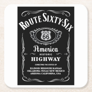 Route 66 square paper coaster