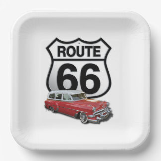 Route 66 square paper plate