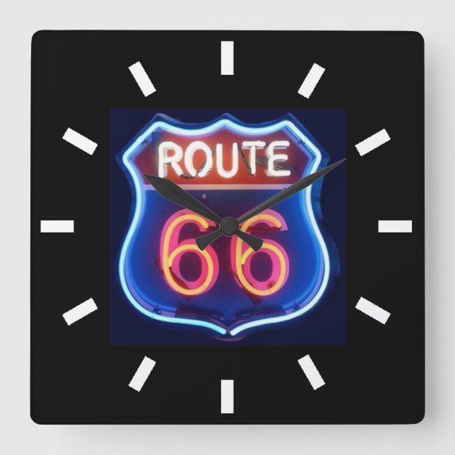 Route 66 square wall clock (Front)