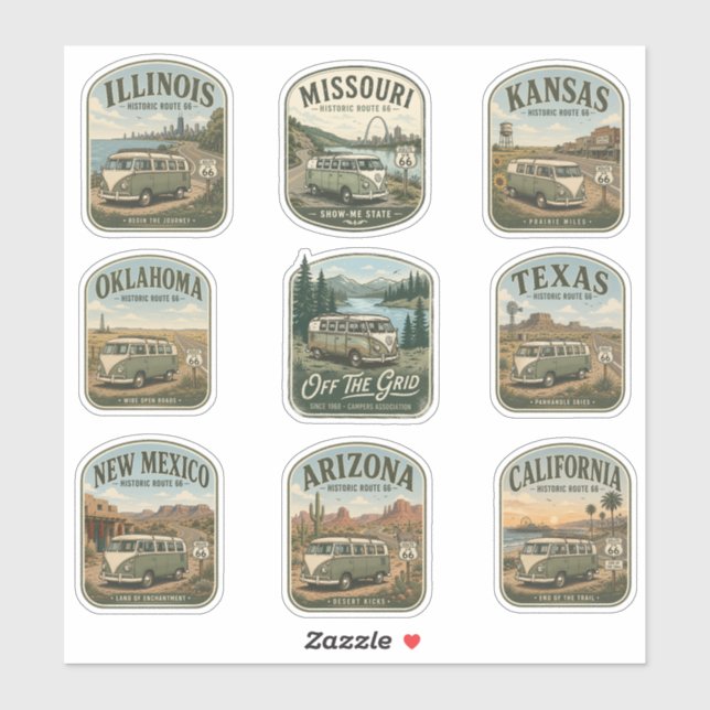Route 66 State by State Vintage Camper (Sheet)