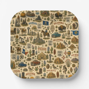 Route 66 States Party Tour Paper Plate