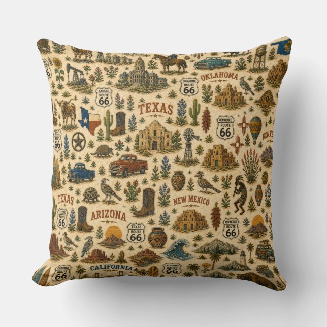 Route 66 States Sofa Tour Cushion (Front)