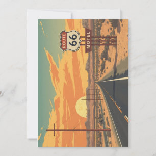 Route 66 Sunset Vintage Road Travel Art Holiday Card