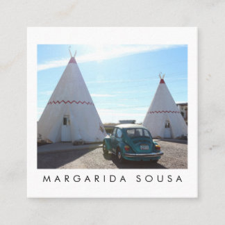 Route 66 TeePee Vintage Retro Photo Travel Tourism Square Business Card