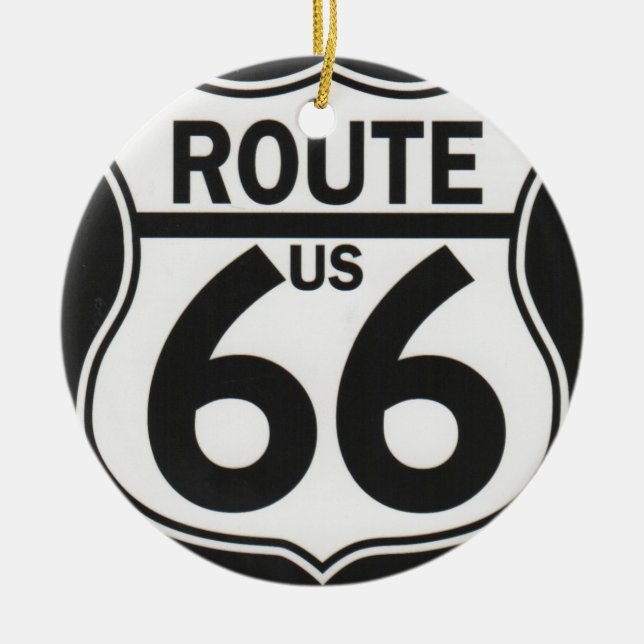 Route 66 - The Mother Road Ceramic Tree Decoration (Front)