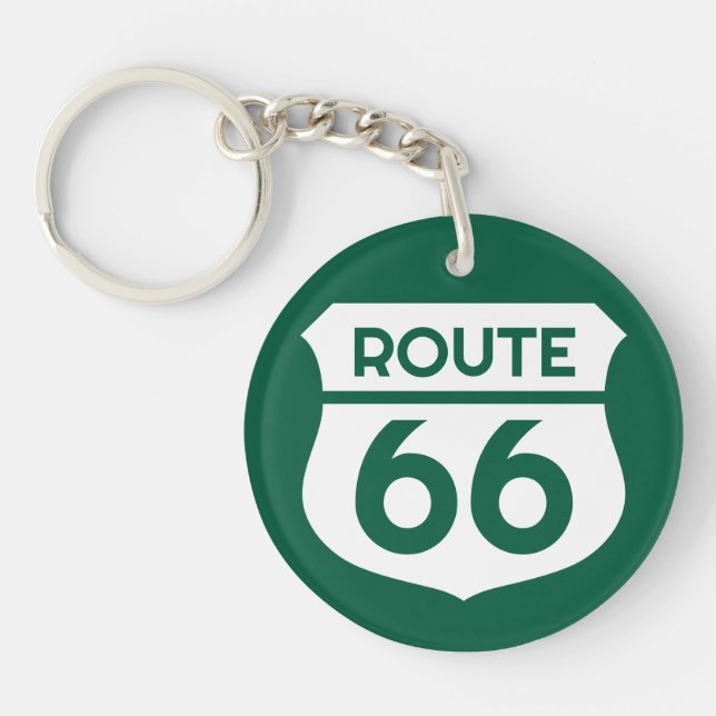 Route 66 US state highway sign custom logo round Key Ring (Front)