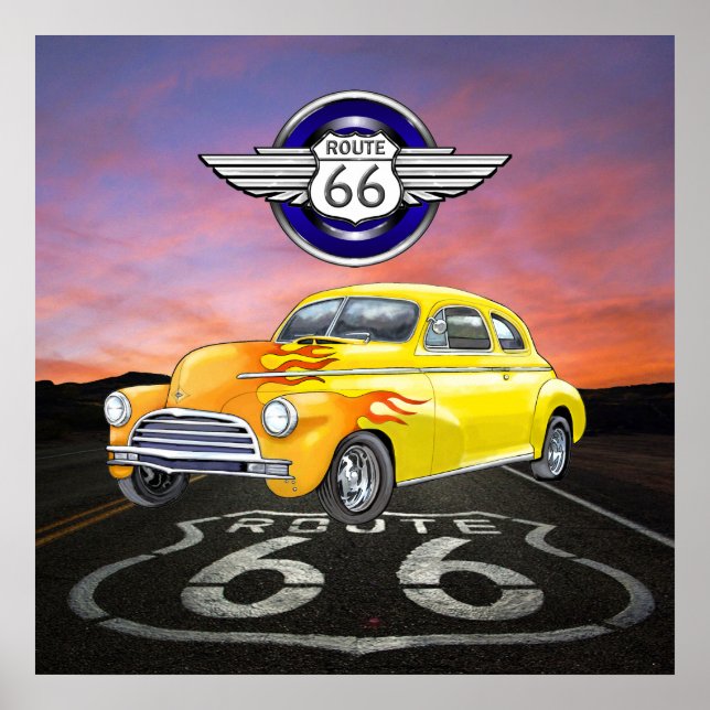 Route 66 - Vintage - Classic Car - SRF Poster (Front)