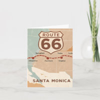 Route 66 Vintage Map with Historic Cities