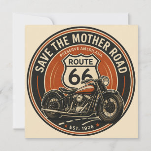 Route 66 Vintage Motorcycle Heritage Emblem Card