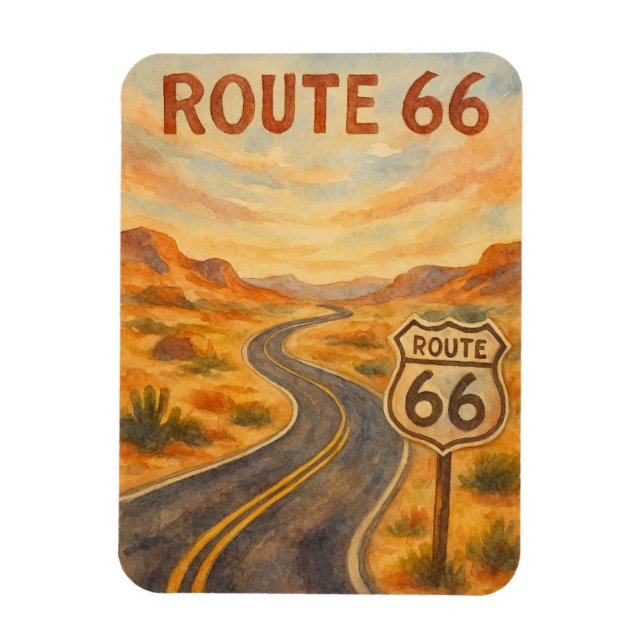 Route 66 Vintage Open Road Retro Desert Magnet (Vertical)