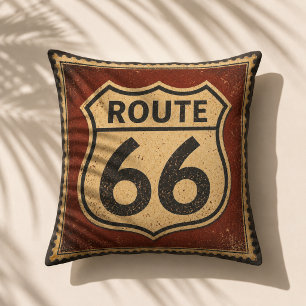 route 66 Vintage Shield Retro Garage Wall Art Cushion