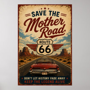 Route 66 Vintage Southwest Desert Road Trip Poster