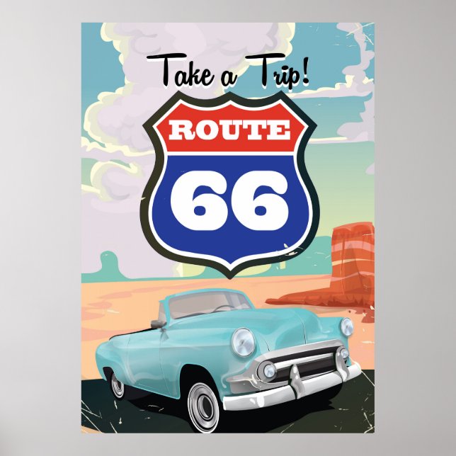 Route 66 vintage travel poster (Front)