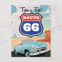 Route 66 vintage travel poster