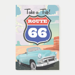 Route 66 vintage vacation travel poster post-it notes