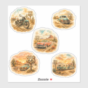 Route 66 Watercolor Desert Adventure