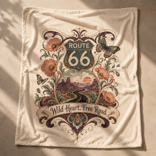 Route 66 Wild Heart Road Trip Comfort Fleece Blanket