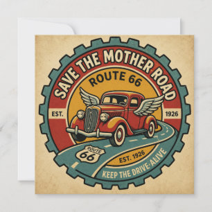 Route 66 Winged Hot Rod Card