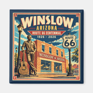 Route 66 Winslow Arizona Centennial Vintage Travel Magnet
