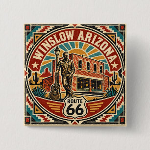 Route 66 Winslow Arizona Retro Southwest Americana 15 Cm Square Badge