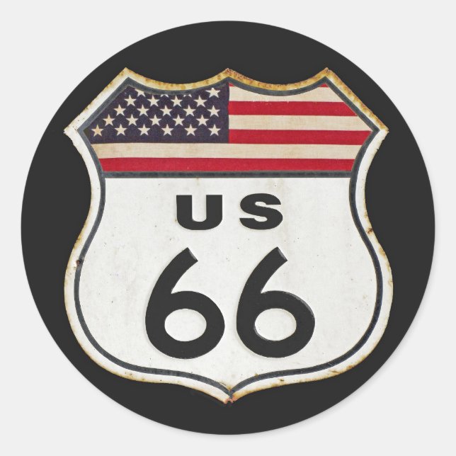 Route US 66 Classic Round Sticker (Front)