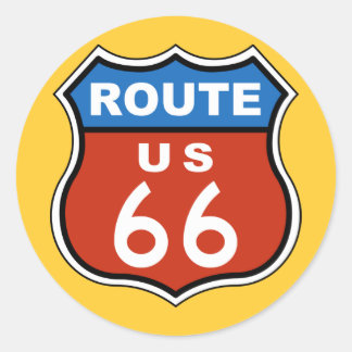 Route US 66 Sign Classic Round Sticker