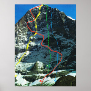 Routes for climbing the Eiger, Jungfrau range Poster