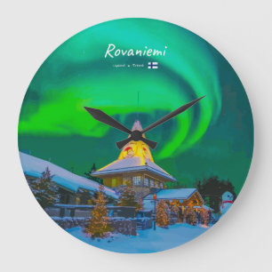 Rovaniemi, Finland - Magic Aurora Large Clock