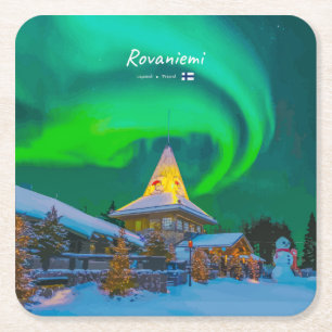 Rovaniemi, Finland - Magic Aurora Square Paper Coaster