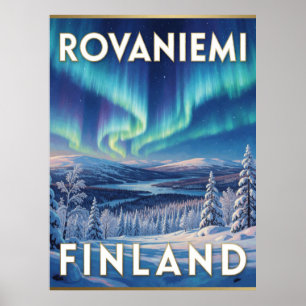 Rovaniemi Finland Northern Lights Arctic Travel Poster