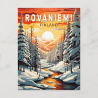 Rovaniemi Finland Travel Art Vintage