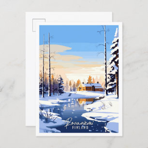 Rovaniemi Finland vintage travel illustration Postcard