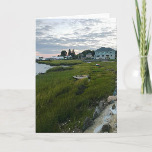 Row Boat in Grass Landscape Photo Greeting Card