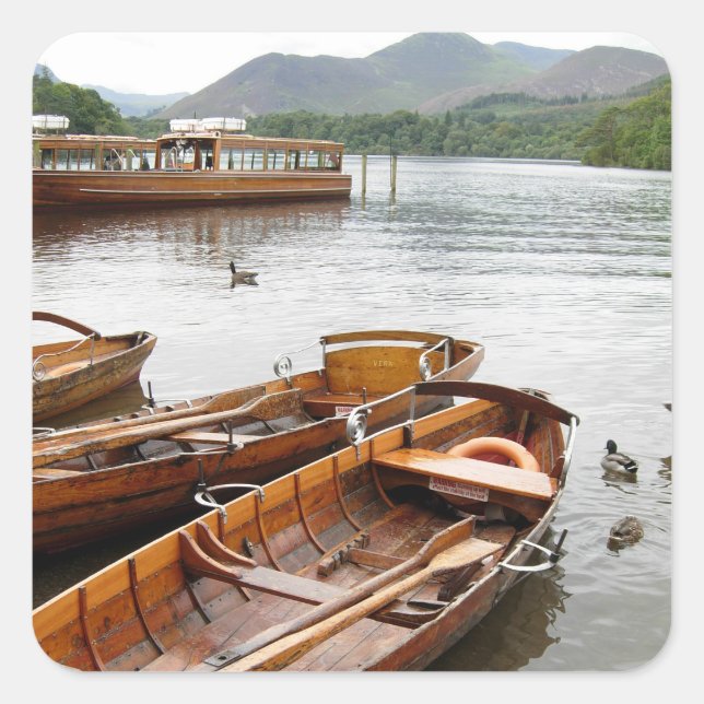 Row Boats: Derwentwater, Cumbria Square Sticker (Front)