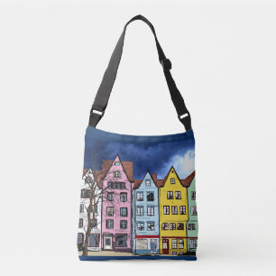 ROW HOUSES ART ALL OVER PRINT CROSSBODY BAG