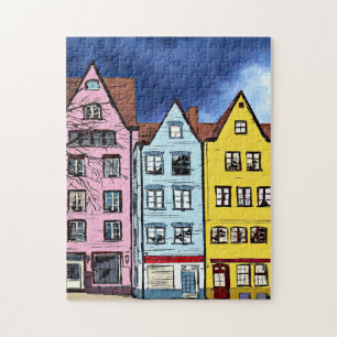 ROW HOUSES ART JIGSAW PUZZLE