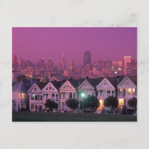 Row houses at sunset in San Francisco, Postcard