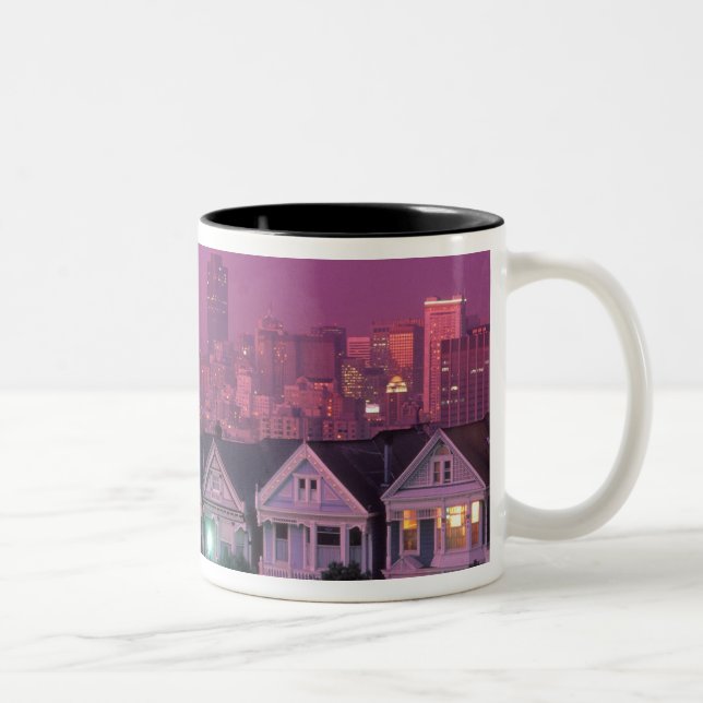 Row houses at sunset in San Francisco, Two-Tone Coffee Mug (Right)