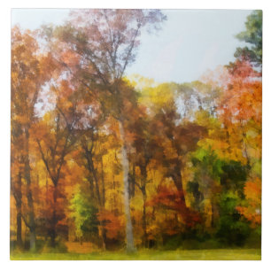 Row of Autumn Trees Tile