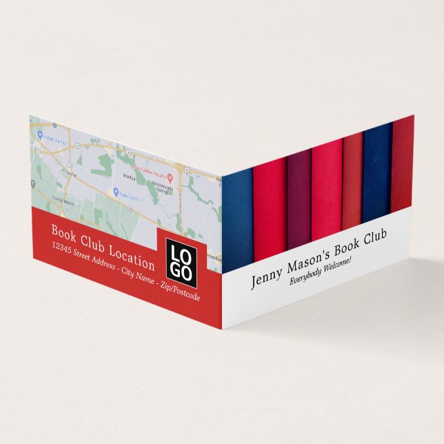 Row of Books, Book Club Detailed Business Card (Outside)