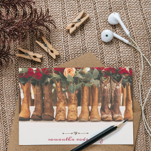 Row of Boots with Flowers Card