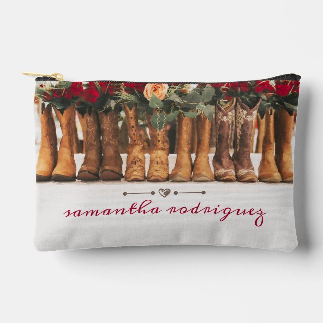 Row of Boots with Roses Accessory Pouch (Front)